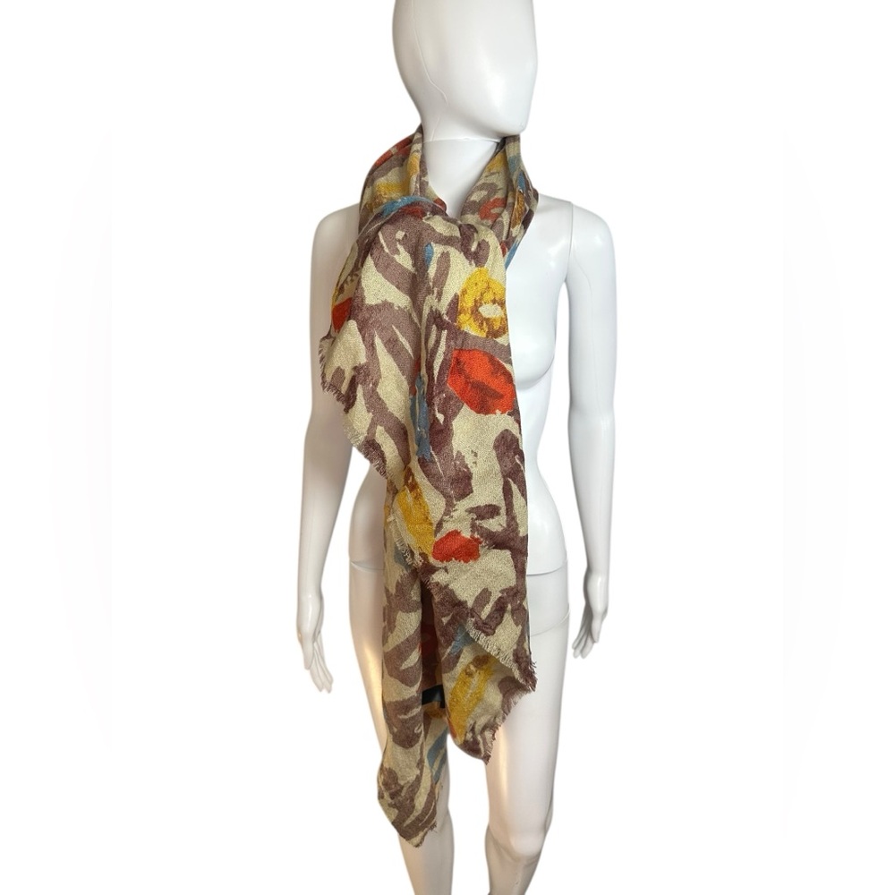 Modena Abstract Floral Patterned Scarf - Multicolor